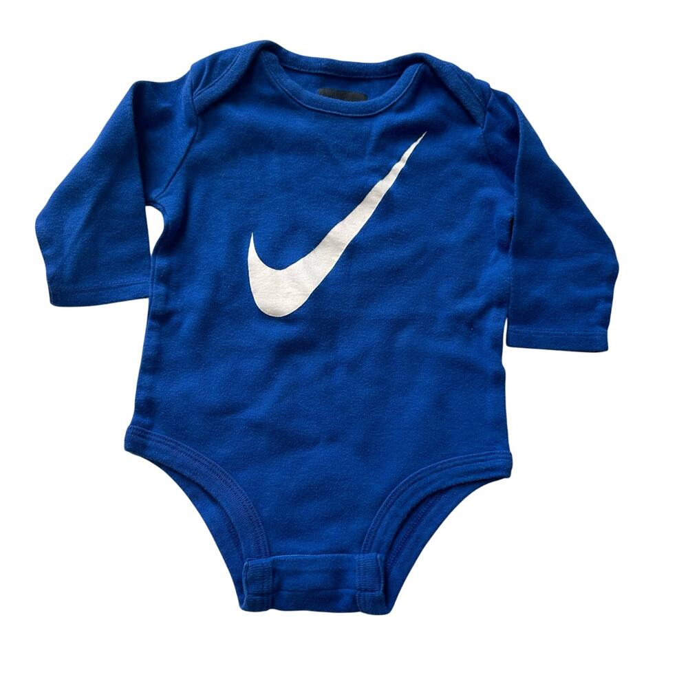 Adorable Nike Blue Long Sleeve Bodysuit - 3-6 Months